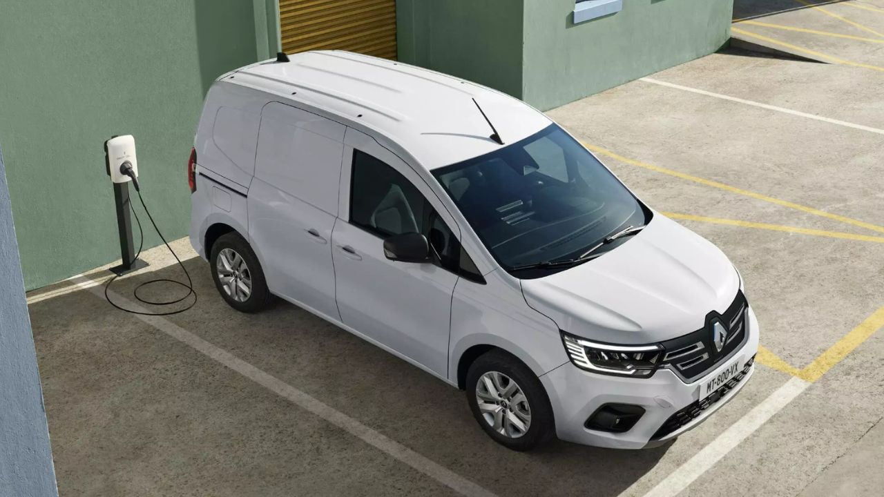 White Renault Kangoo E-Tech being charged