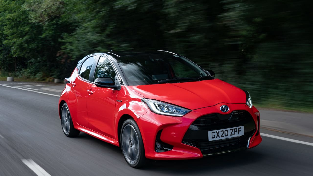Red Toyota Yaris Exterior Front Driving