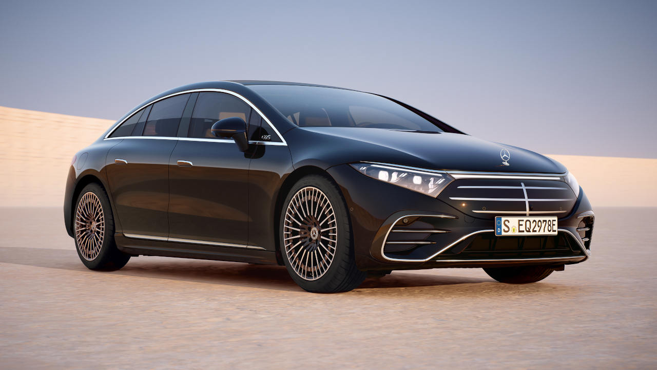 Black Mercedes-Benz EQS Front