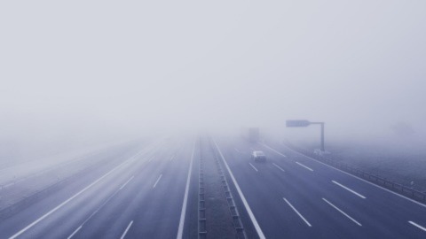 Fog On Motorway From Above