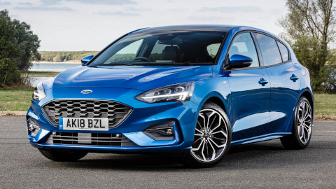 Blue Ford Focus ST Line Exterior Front Static