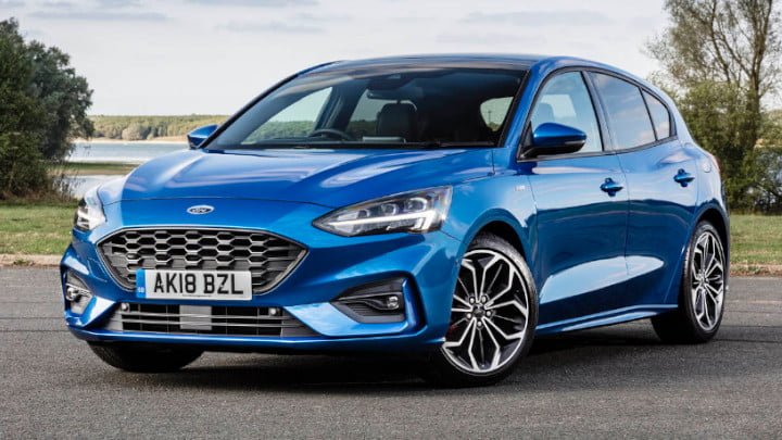 Blue Ford Focus ST Line Exterior Front Static