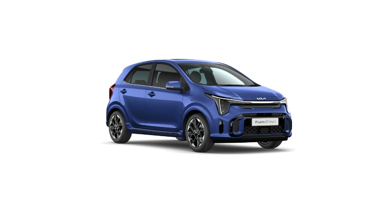 Blue Kia GT-Line S Exterior Front Static in Studio