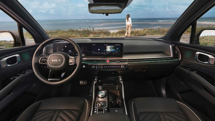 Kia Sorento Interior Dashboard with View of Beach