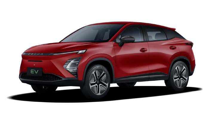 Red OMODA E5 Noble parked in front of a white background
