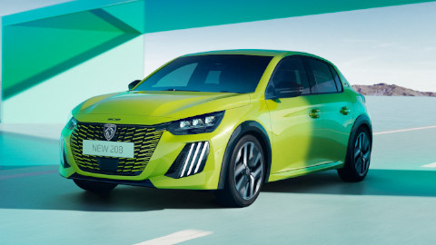 Yellow Peugeot 208 Front