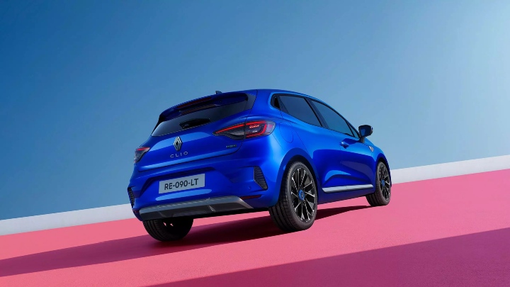 Blue Renault Clio Exterior Rear Static in Studio