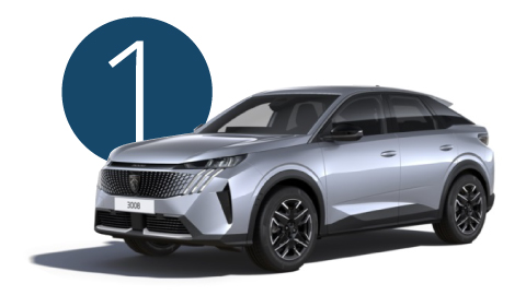 Silver Peugeot 3008 Exterior Front in Studio with Step 1 Background